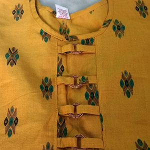 Cotton Elegant Yellow Umbrella Kurta For Women & G