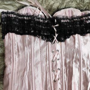 Pink Dark Coquette Lace Detail Corset