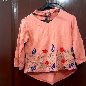 🪸 Coral Colour Top With Handmade Design