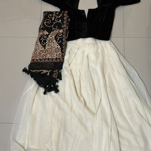 Black And White Stitched Lehenga Choli