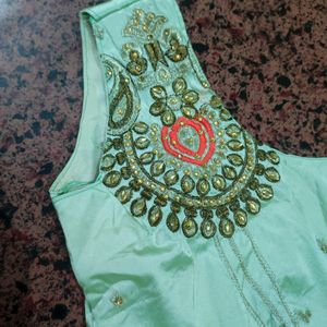 3piece PistachioColored Festive LehengaCholi