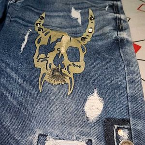 Skull💀 Straight Jeans👖 for PARTY , OCCASIONS