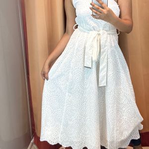 Vero Moda Off Shoulder White Pure Cotton Dress
