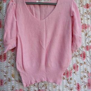 Pink Ballon Sleeve Top