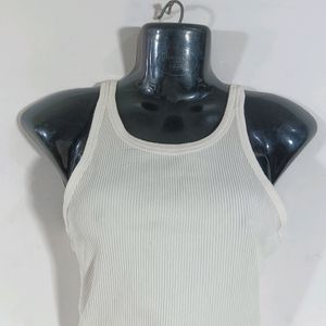 White Plain Casual Crop Top (Women)