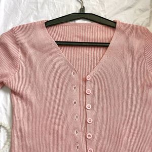 Pinterest Korean Ribbed Pink Top