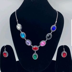 Deep colorful Angelic Crystal Pendant Necklace for