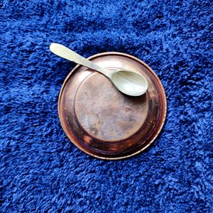 Laddu Gopal Copper Puja Plate And Brass Spoon Tiny