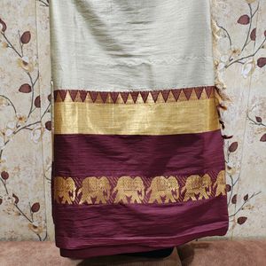 Beautiful Elephant Print Saree