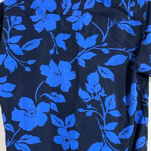 Snitch Blue With Black Printed Shirt