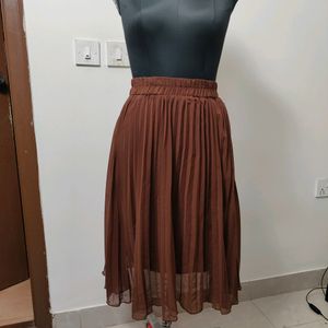 Brown Pleated Skirt