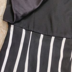 Halter-neck Black and White Striped dress