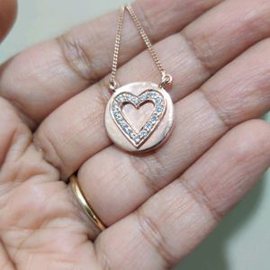 92.5 Silver Rose Gold Heart With CZs