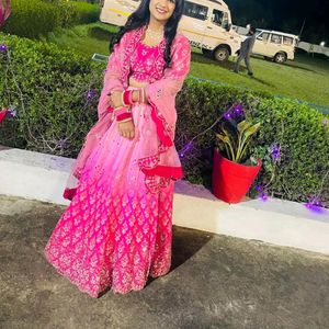 Engagement Lehenga Shades Of Pink Mirror Work