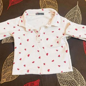 Zara Watermelon Printed Polo Top