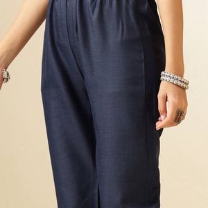 Navy Blue Beautiful Kurta Set With Pant And Dupatt