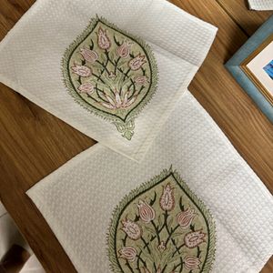 Blockprinted Waffled Hand Towels