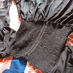 Black Flairy Dress With Lace