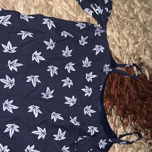 Leaf Print Off Shoulder Dress