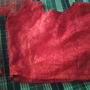 Chickenkari Red Croptop Lahanga