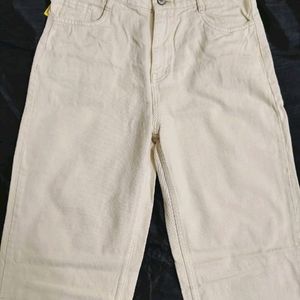 Beige Wide Leg Jeans