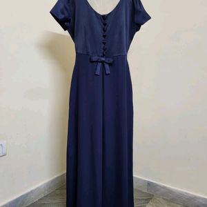 Navy Blue Satin Gown