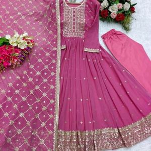 Pink Heavy Gown With Duppatta