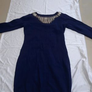 Xs navy blue bodycon dress, knitted cotton fabric.