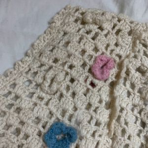 Beige Wool Crochet Vest