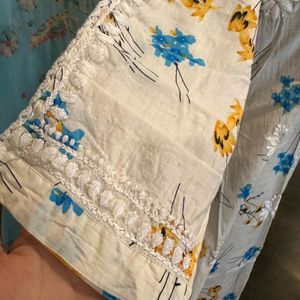 Flowered Printed Chikankari Kurti