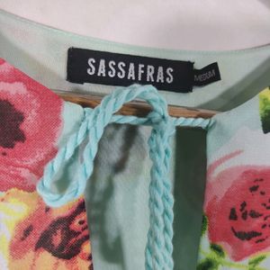 Sassafras Cyan Printed Western Dress(Women)