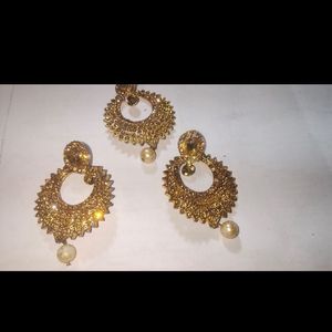 Golden Earrings With Mangteeka