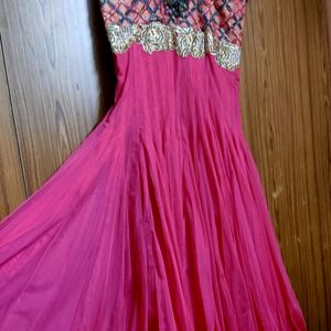 Stylish Double Layer Pink Gown