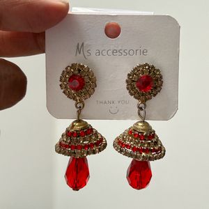 Red And Gold Jhumka