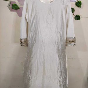 🤍 Pretty White Printed Kurta