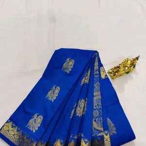 Royal Blue Cotton Silk Saree