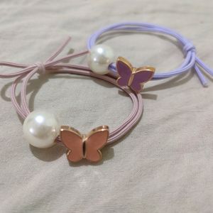 Korean Pearl Aesthetic Butterfly Charm Rubber Band