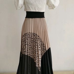 Leopard print Pleated Skirt