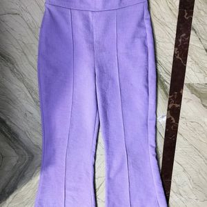 Lavender Bootcut Cut Body Fit Trousers.