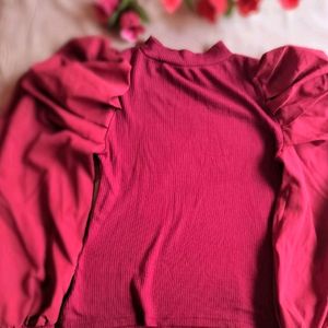 Red Puff Sleeve Top