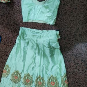 3piece PistachioColored Festive LehengaCholi