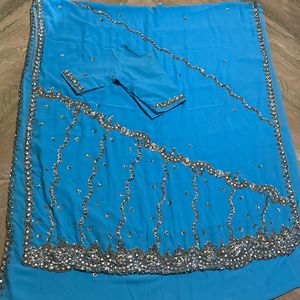 Hand Embroidered Stone Designer Part Wear Saree