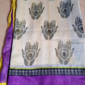 NEW Cottonsilk Mehendi Design Saree With Blouse