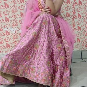 Pink Satin Lehenga