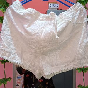 White Chikankari Shorts