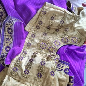 Party Wear Purple Saree With Blouse,