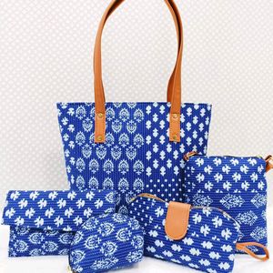 Blue Ikkat Bags