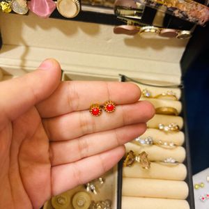 Red Golden Boho Vintage Earings