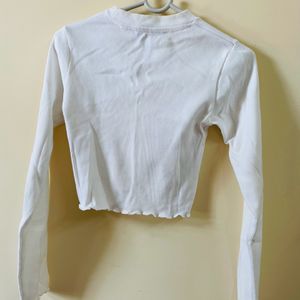 White Long Sleeve Crop Top