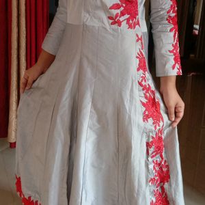 Grey-Red Churidar Top